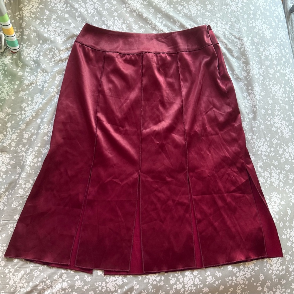 Red Midi Trumpet Skirt for Cocktail